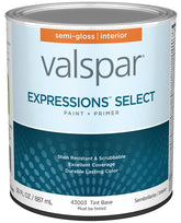 Valspar Expressions Select 4300 028.0043003.005 Latex Paint, Acrylic Base, Semi-Gloss Sheen, Tint Base, 1 qt